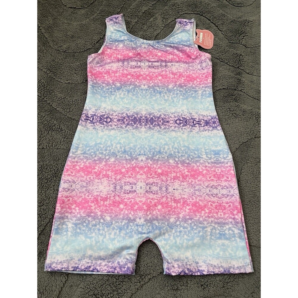 New Little Girls Pastel Sparkle Print Leotard Size 5-7 Years